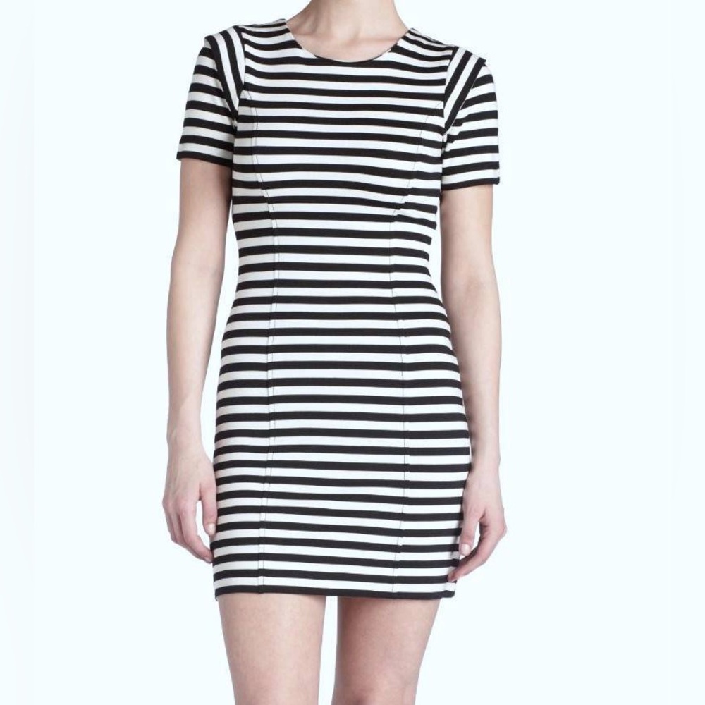 French Connection Monochrome Striped Mini Dress Size 4